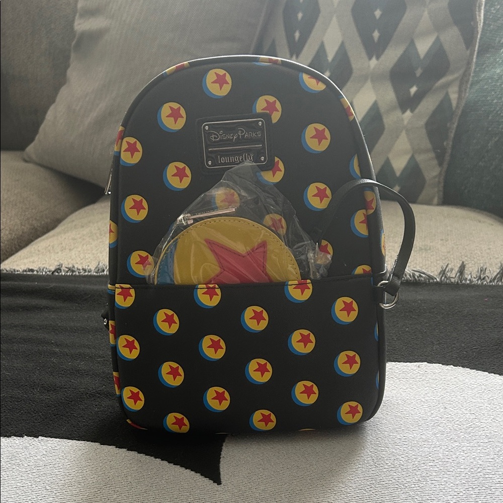 Disney Parks Loungefly Black Backpack with Pixar Ball